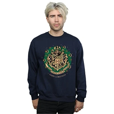 Image of Harry Potter Men&#039;s Christmas Wreath Sweatshirt Large Navy Blue