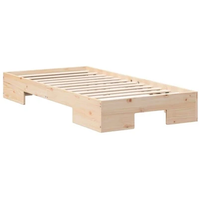 Image of Floor Bed Frame with Storage Brown 75 x 190 cm Solid pine wood Vidaxl