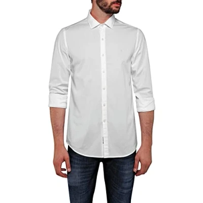 Image of Replay men&#039;s long sleeved shirt with stretch, white (White 001), L