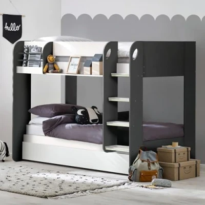 Image of Julian Bowen Bunk Bed, Charcoal &amp; White, Single