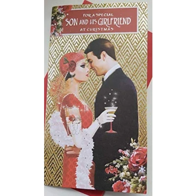 Image of Art Deco Special Son &amp; His Girlfriend Glittered Christmas Card