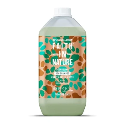 Image of Faith In Nature Natural Coconut Dog Shampoo, Vegan &amp; Cruelty Free,No SLS,Silicones or Parabens, Detangling, For Curly Coats, 5L Refill Pack