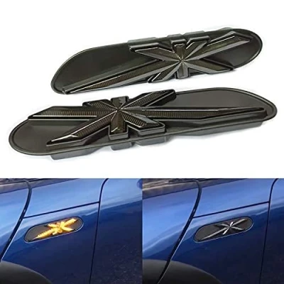 Image of YaaGoo Dynamic Blinking Side Marker LED Lights for Mini Cooper R50 R52 R53, Union Jack, Amble, Sequential Flowing (Center to Both Sides)
