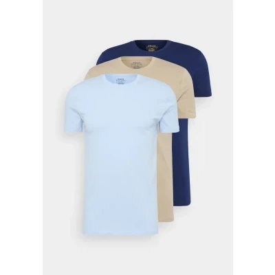 Image of Polo Ralph Lauren CREW Undershirt 3 PACK Undershirt, Men&#039;s, Size: XL, Navy/office blue/khaki