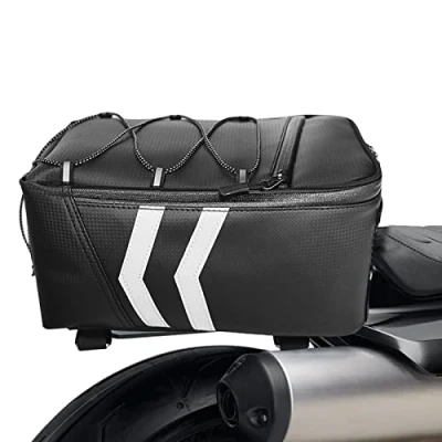 Image of SYNYEY Motorcycle Bags For Back Seat Waterproof Tail Bag With Zipper Reflective Rear Saddle Multifunctional PU Leather Bike Accessories Sports