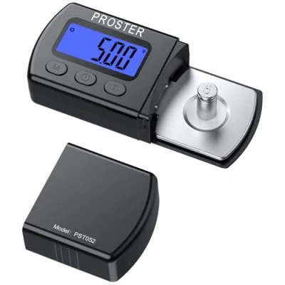 Image of Proster Digital Turntable Stylus Force Scale Gauge 0.01 5g with LCD Backlight Calibration Weights Needle for Tonearm Phono Cartridge Protective Pouch