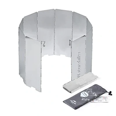 Image of Naturehike 10 Plates Camp Stove Windshield, Folding Windscreen, Aluminum Camping Burner Windshield with Drawstring Bag, Lightweight, Compact, for Stoves and Gas