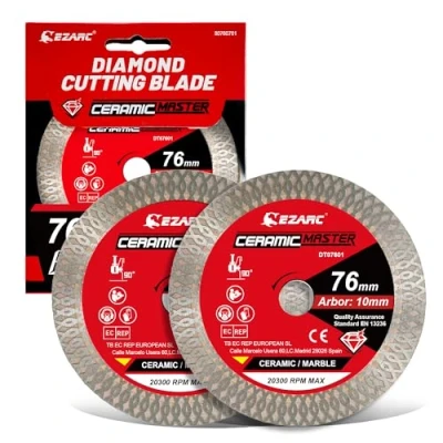 Image of EZARC 76mm Diamond Cutting Disc, Super Thin Saw Blades for Angle Grinder, Porcelain Granite Marble Tile Ceramic (2 Pack)