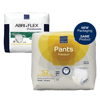 Image of Abena Pants Premium Pull Up Incontinence Pants, Eco Labelled for Men &amp; Women, Discreet, Protective, Breathable, Comfortable Small 2, 60 90cm Waist, 1900ml Absorbency, 14PK