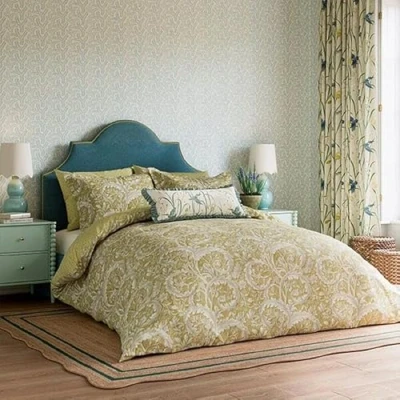 Image of Sanderson for National Trust Tilia Lime Duvet Cover Set King Size Gold