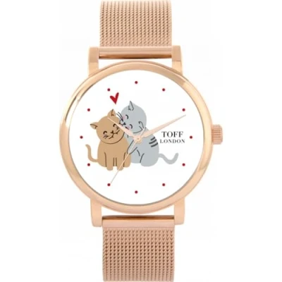 Image of Toff London Ladies Valentine Love Cats Watch