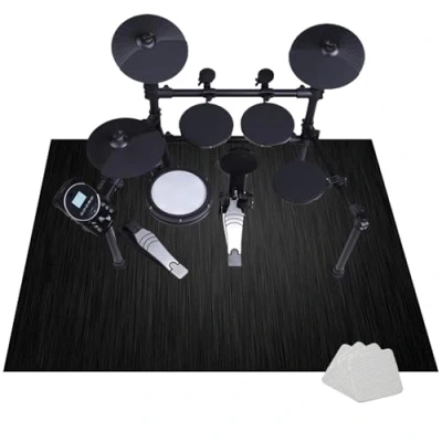 Image of JaevKwzy Soundproof Carpet Drum Rug Kit Mat Professional Non Slip Bass Snare Floor Musical Instrument Sound Absorbing for Electronic 110 x 80 cm