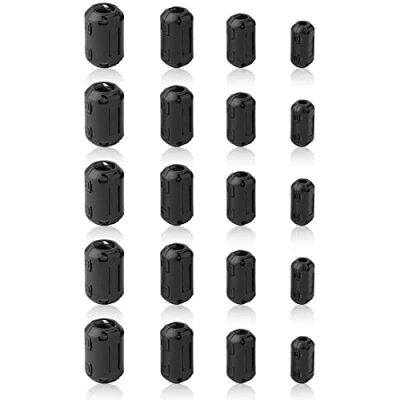 Image of Ferrite Ring Core Black RFI EMI Noise Suppressor Cable Clip 20Pcs
