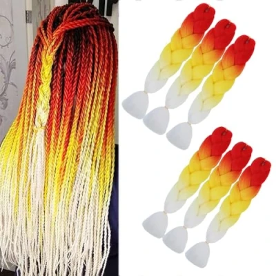 Image of Braids Extensions, Synthetic Hair for Braiding, 6 Packs Ombre Braiding Hair, Kanekalon Jumbo Extensions (C47)
