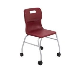 Image of Titan Move 4 Leg Chair With Castors Burgundy T301 BU