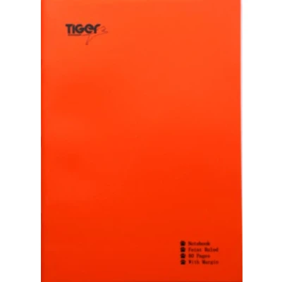Image of Bright Orange A4 Strong Plastic Cover Notebook Feint Ruled 80 Page Margin Exercise Book Notepad
