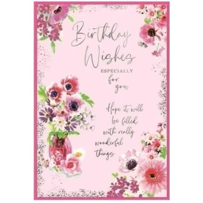 Image of Simon Elvin Female Birthday Card Flowers Ladies 7.5&quot; x 5.25&quot; (FOBb)