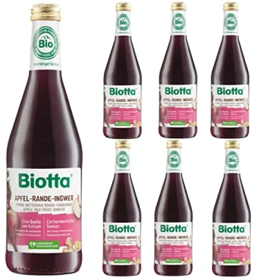 Image of Biotta Apple, Beetroot and Ginger JuiceOrganicNatural source of PotassiumContribute to the normal maintenance blood pressureNot from concentrate500ml = Pack 6