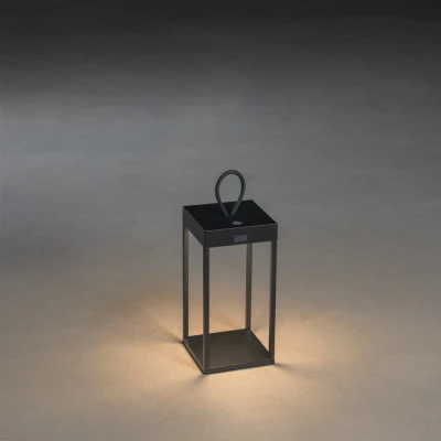 Image of Ravello Outdoor Effect Lantern USB Black Dimmable 30cm, IP54