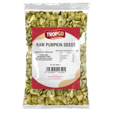Image of Tropgo Pumpkin Seeds 500g Packed Fresh, Premium Quality Healthy Snack Raw High in Fibre &amp; Minerals, Gluten Free Perfect for Snacking