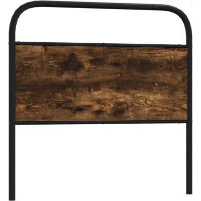 Image of vidaXL Smoked Oak Wood/Steel Headboard, Fits 107cm Beds Perfect for Stylish Bedroom Decor