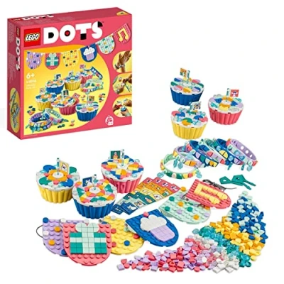 Image of LEGO 41806 DOTS Ultimate Party Kit, Kids Birthday Games and DIY Bag Fillers with Toy Cupcakes, Bracelets Bunting, Creative Crafts Gifts for Girls Boys
