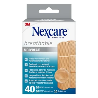 Image of Nexcare Universal Breathable Plasters, Assorted, 40/Pack