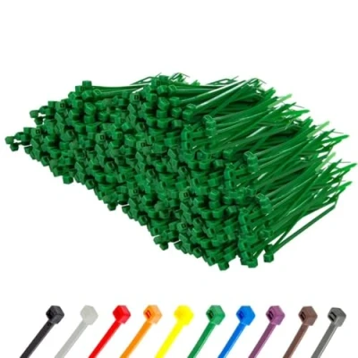 Image of Gocableties Small Green Cable Ties, 100mm x 2.5mm, Bulk Pack of 1000, 4 Premium Nylon Zip Plastic Tie Wraps, Secure Self Locking Mechanism, for Home, Garden, Office and DIY