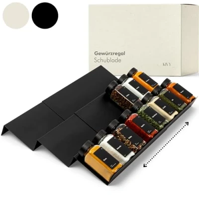 Image of KIVY Spice Rack Drawer Adjustable &amp; Suitable for All Drawers Organiser Kitchen Insert Storage Metal