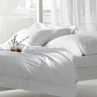 Image of Skippys Egyptian Cotton Bedding, 400 Thread Count 100% Bed Linen, White Single Flat Sheet