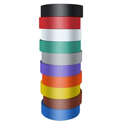 Image of Xrkuu 10 Rolls Multi Colour Insulation Tape, 19MM x 20M PVC Electrical Multipack Flame Retardant High Temperature Resistance Adhesive Gaffer Tape Perfect for Electric Wiring Projects