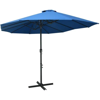 Image of vidaXL Garden Parasol with Aluminium Pole 460x270 cm Blue
