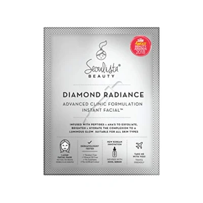 Image of Seoulista Beauty Advanced Clinic Formulation Diamond Radiance Instant Facial Anti Ageing Treatment With Peptides, Vitamin C, Niacinamide Dermatologist Created Korean Skin Care Award Winning