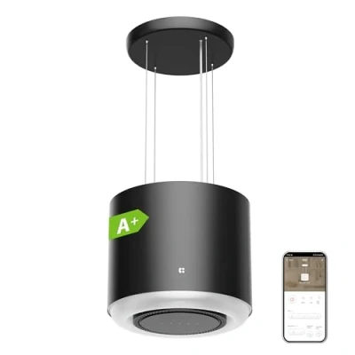 Image of Ciarra Island Cooker Hood 48cm 550m3/ h Airflow CBCB4838 WiFi APP Touch Control Ceiling 4 Speed with Booster Recirculating Kitchen Extractor Fan
