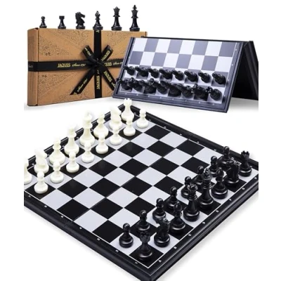 Image of Jaques of London Magnetic Chess Set Travel Folding Board and Pieces Quality Sets Since 1795