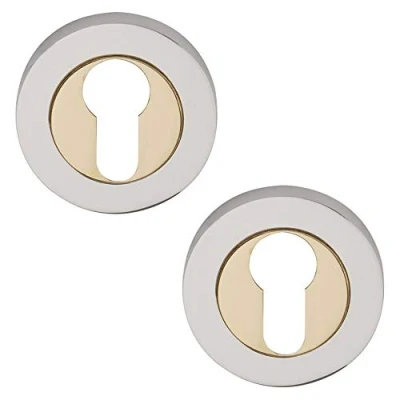 Image of Excel Architectural DH3633 Round Euro Profile Escutcheon Set, Polished Brass/Chrome