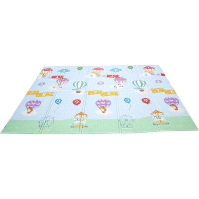 Image of Fantasy Fields Large Baby Crawling Mat Play Soft Foam Reversible Portable Crawl Hot Air Balloon Themed UK PS PM002