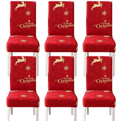 Image of Dimmo Dining chair Slipcovers Christmas Decoration，6 Pack Super Fit Stretch Removable Washable covers for Hotel， Room ，Ceremony ，Banquet ，Wedding ，Party Decor.