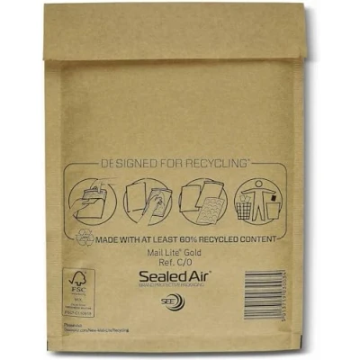 Image of Sealed Air Mail Lite Bubble Padded Envelopes Gold/White (Gold, C/0 (150 x 210mm) Box of 100)