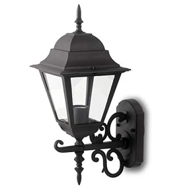 Image of V TAC Outdoor Rustic Vintage Style E27 Upward Facing Wall Light (Large) Matte Black IP44 for
