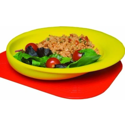 Image of NRS Healthcare Wade Dignity Sloped Ceramic Plate , Yellow