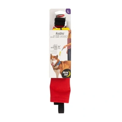 Image of Nite Ize Raddog All in One Collar + Leash Combo, Dog with Built Retractable Leash, Red, Large 16&quot; 20&quot;