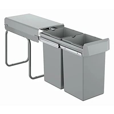 Image of GROHE Kitchen Waste System 2 Bins (15L Each), Telescopic Action, Floor Mounted for Cabinets 30 cm or Wider, Fits with Blue Home and Red M L Size Water Systems, 40855000