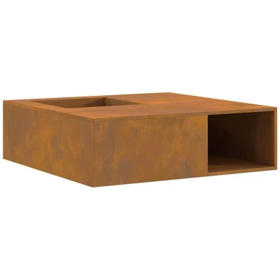 Image of vidaXL Fire Pit with Log Storage 100x100x30 cm Weathering Steel