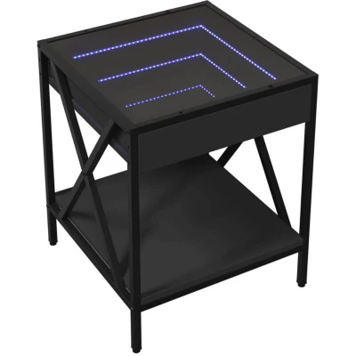 Image of vidaXL Coffee Table with Infinity LED Black 40x40x49 cm