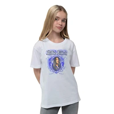 Image of Billie Eilish Kids T Shirt Airbrush Photo Logo Official White (Ages 5 14 Yrs) Large (9/10