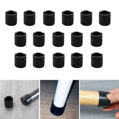 Image of 16Pcs Round 20mm Silicone Chair Leg Floor Protector, Black Caps, Furniture Foot Protectors, Stool caps to Prevent Hardwood Scratches and Reduce Noise