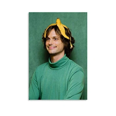 Image of RUIQIU Matthew Gray Gubler with A Banana Poster Canvas Painting Wall Art Prints Hanging Posters Bedroom Home Modern Decoration Gift Idea 08x12inch(20x30cm)