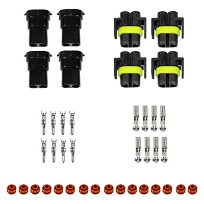 Image of HUIQIAODS H11 Female Bulb Terminals Connectors Male Plug HID Xenon Light Socket Set