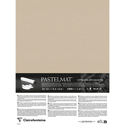 Image of Clairefontaine 796015C Laminated Paper Pastelmat 5 Sheets Special Card for Dry Pastels 24x32 cm 360g 1.8 mm Sand